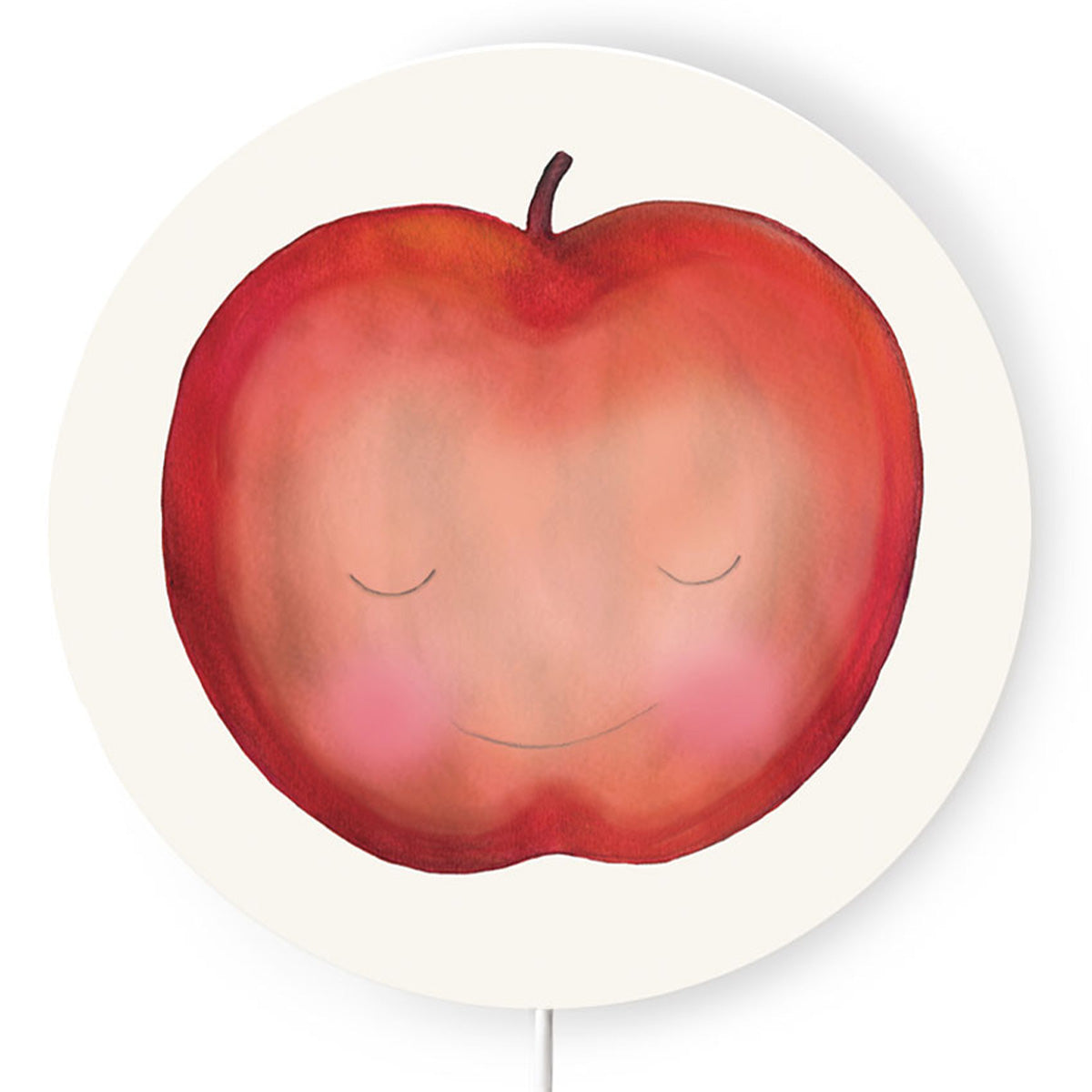 Beer in de Appel wandlamp van Hartendief overdag – ronde kinderkamer wandlamp met een glimlachende rode appel, Ø 45 cm