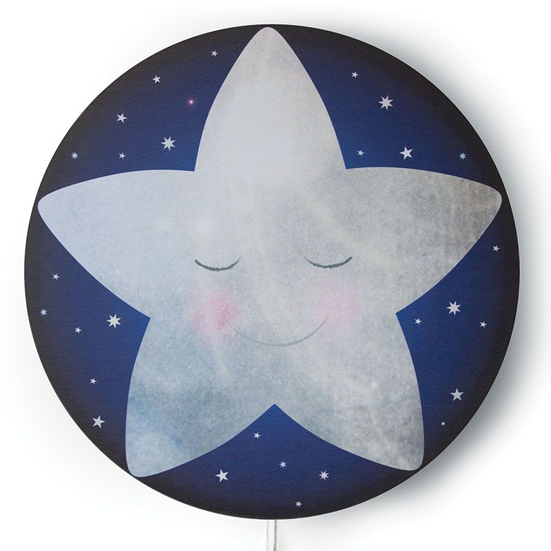 Kleine Ster wandlamp van Hartendief overdag – ronde kinderkamer wandlamp met glimlachende ster, Ø 45 cm