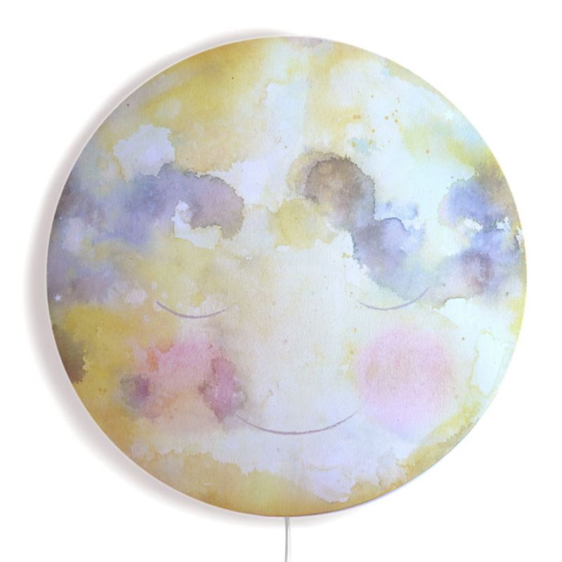 Maankus wandlamp van Hartendief overdag – ronde kinderkamer wandlamp met de maan en Beertje, Ø 45 cm