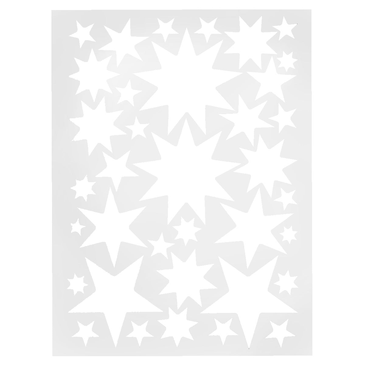White Starry Sky Stickers by Hartendief – 30 white stars in different shapes and sizes on an A4 sheet