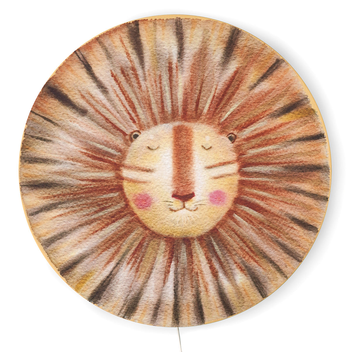 Sunny de Leeuw wandlamp van Hartendief overdag – ronde kinderkamer wandlamp met slapende leeuw, Ø 45 cm