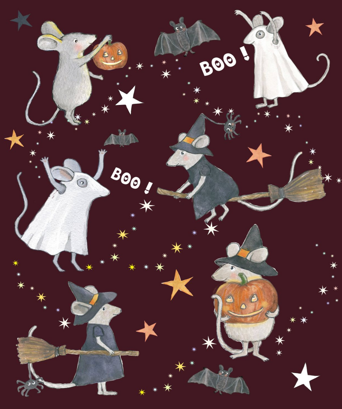 Muizen en Spoken muurstickers van Hartendief op donkere achtergrond — Halloween sfeer