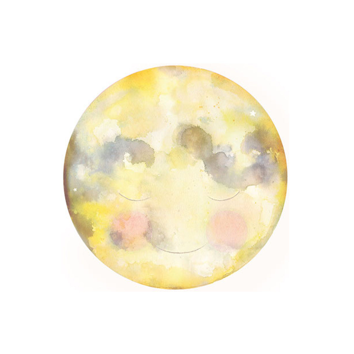 Maankus behangcirkel van Hartendief – aquarel van de Maan met haar lieve glimlach uit het prentenboek De maan moet ook een kus, Ø 95 cm