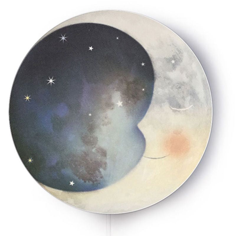 Oogjes Toe wandlamp van Hartendief overdag – ronde kinderkamer wandlamp met slapende maan, Ø 45 cm