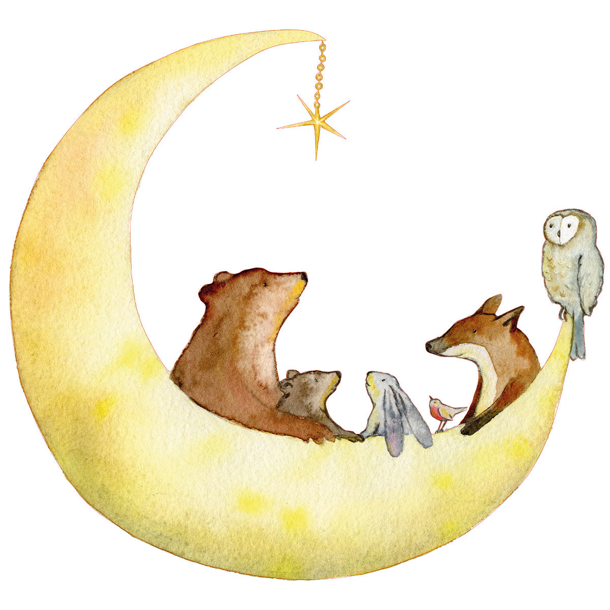 Sailing the Moon wall decal by Hartendief – watercolor illustration on self-adhesive vinyl