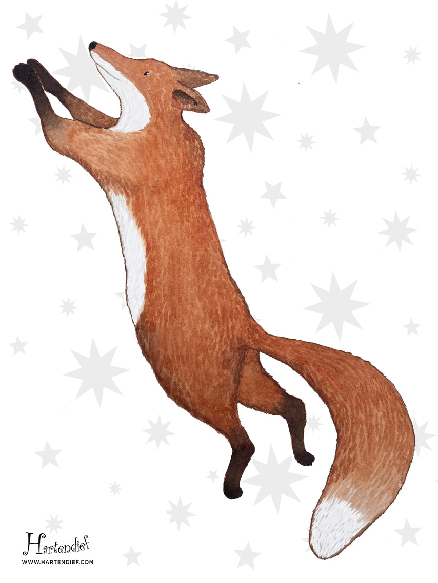 Little Fox wall decal by Hartendief – watercolor illustration on self-adhesive vinyl