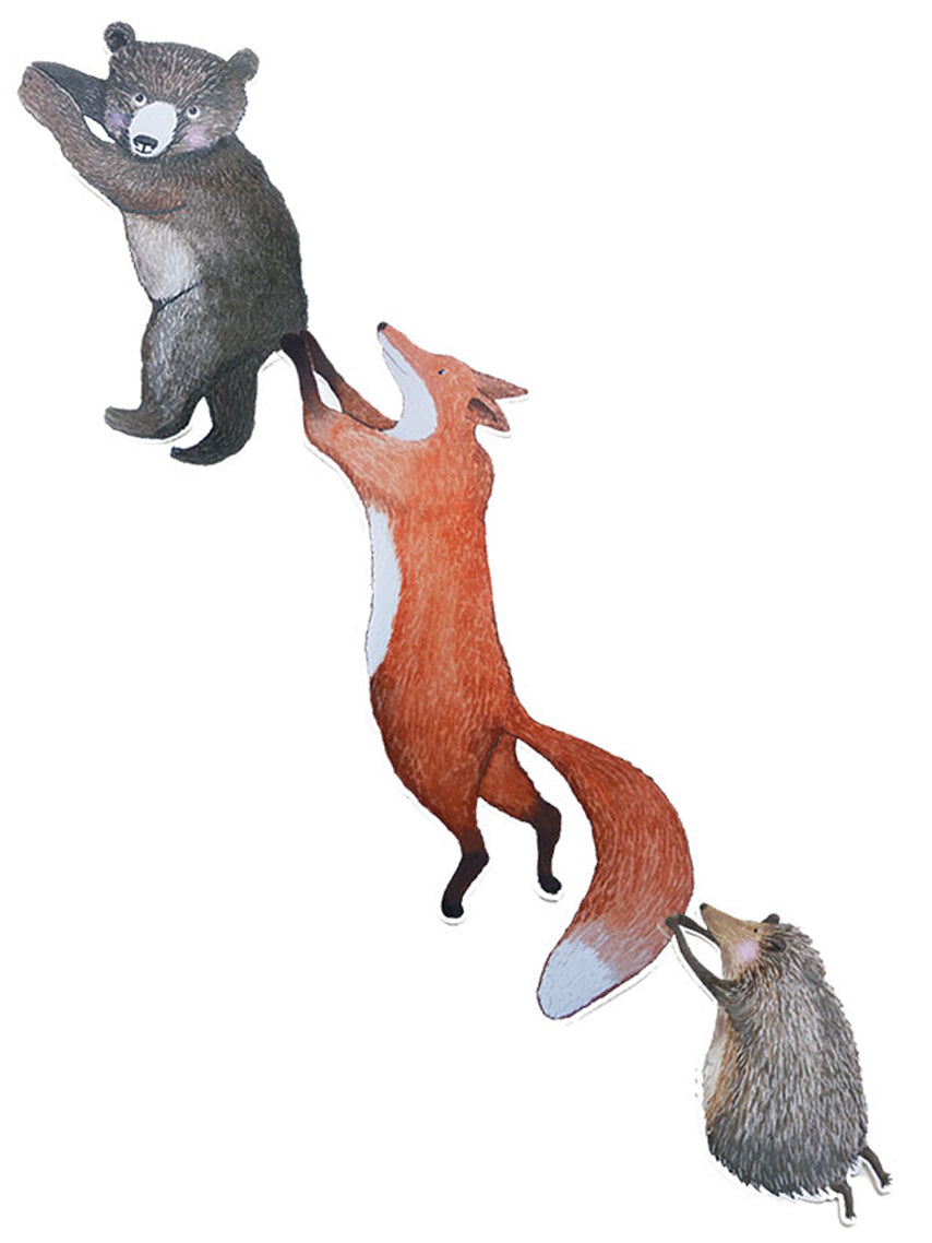 Little Bear, Little Fox and Hedgehog wall decals by Hartendief together on a white background