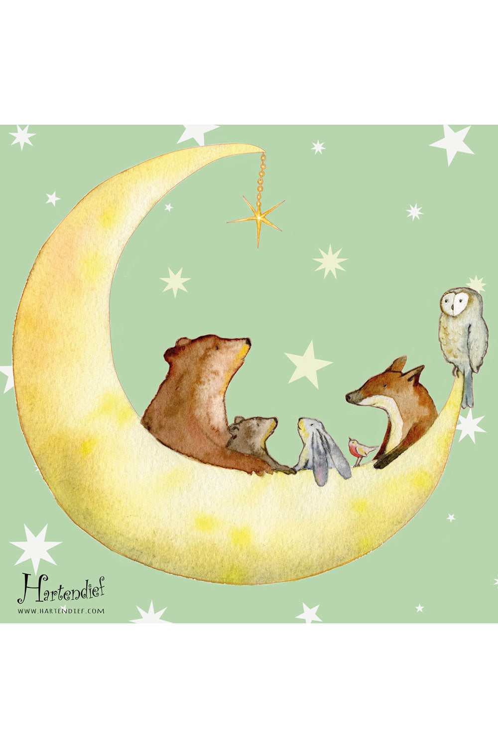 Sailing the Moon wall decal by Hartendief on its backing sheet with eight separate stars