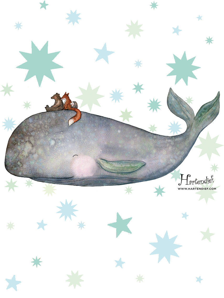 On the Back of the Whale wall decal by Hartendief – complete sticker sheet on a white background